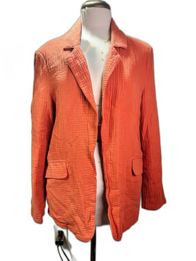Stoosh Blazer Size M Women's Burnt Sienna Textured Corporate Chic Stylish Jacket